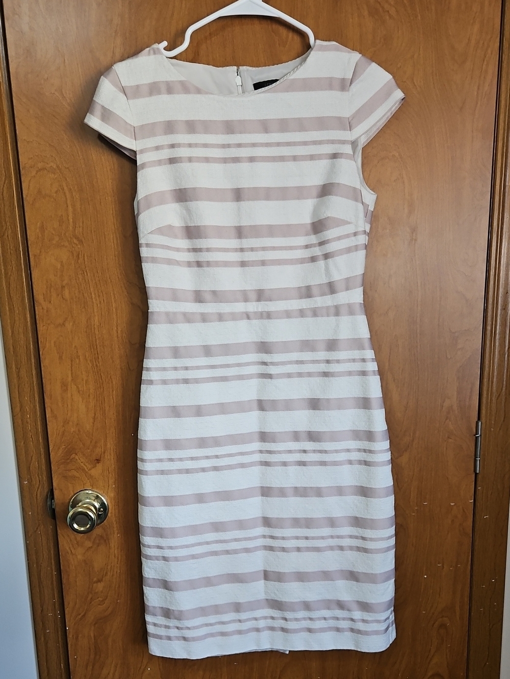 J. Crew Blush and White Striped Sheath Dress